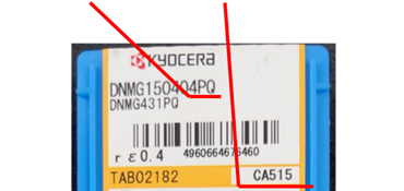 Where to find insert chipbreaker and grade on Kyocera's packaging